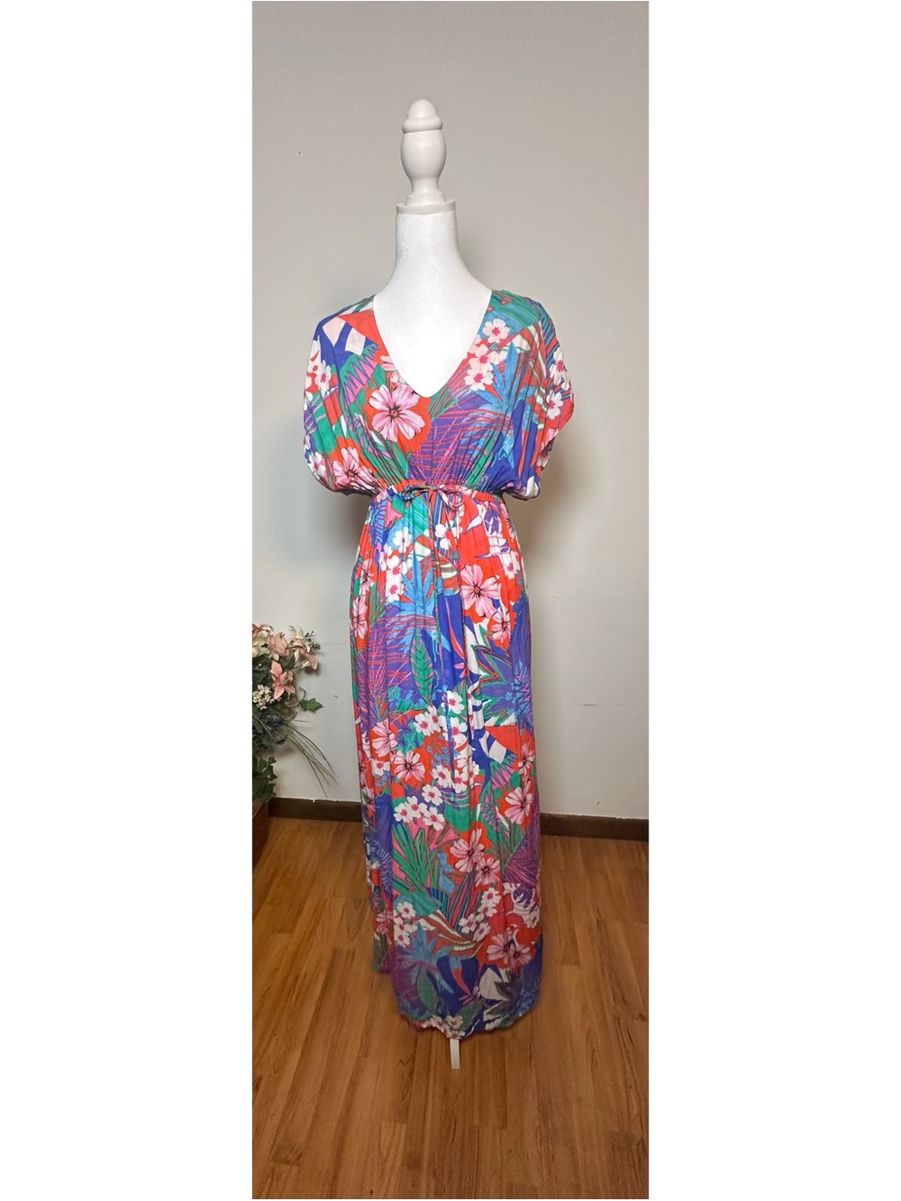 Pietro Brunelli Milano Viscose Floral V-Neck Maternity Maxi Dress Size Medium - Picture 4 of 11